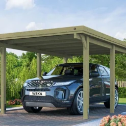 Carport En Bois De Pin Traité Et Toit En Acier Galvanisé – 16,99 M²