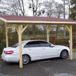Carport Bois Toit 1 Pente + Bardeaux Bitumés – 5 X 3 M