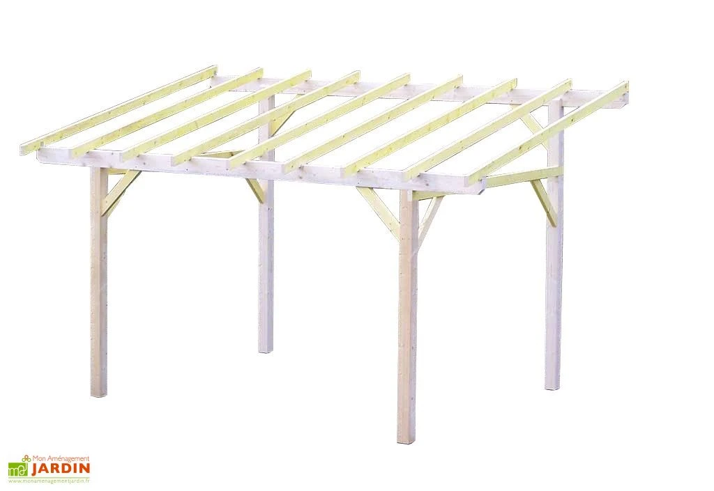 Carport Bois Toit 1 Pente (Sans Couverture) – 5 X 3 M