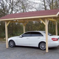 Carport Bois Toit 2 Pentes + Bardeaux Bitumés – 5 X 3,5 M