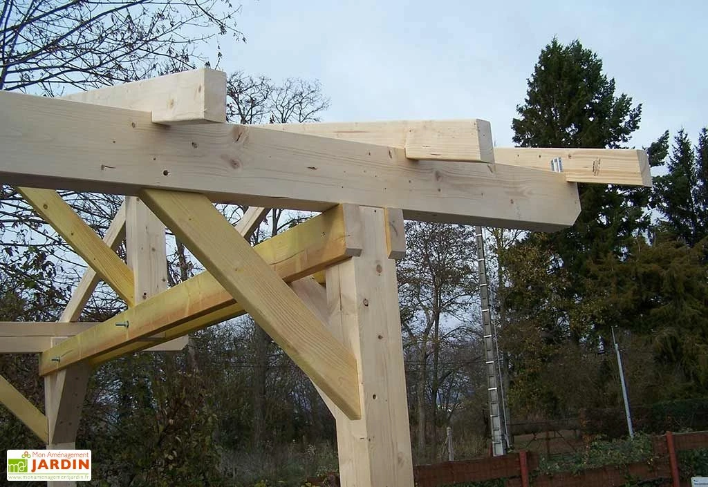 Carport Bois Toit 2 Pentes Pour Tuiles (Sans Couverture) – 5 X 3,5 M – Image 2