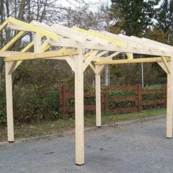 Carport Bois Toit 2 Pentes Pour Tuiles (Sans Couverture) – 5 X 3,5 M