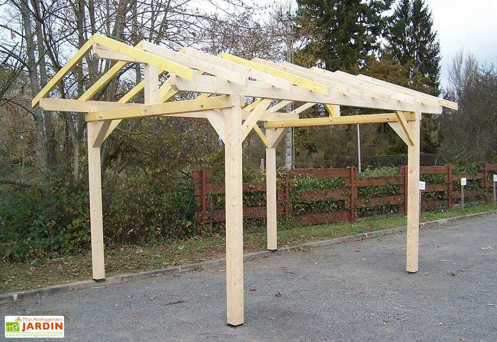 Carport Bois Toit 2 Pentes Pour Tuiles (Sans Couverture) – 5 X 3,5 M