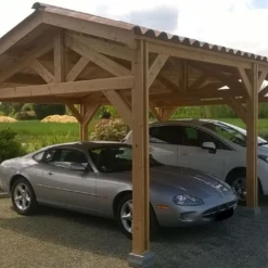 Carport Double En Bois Douglas Sans Couverture