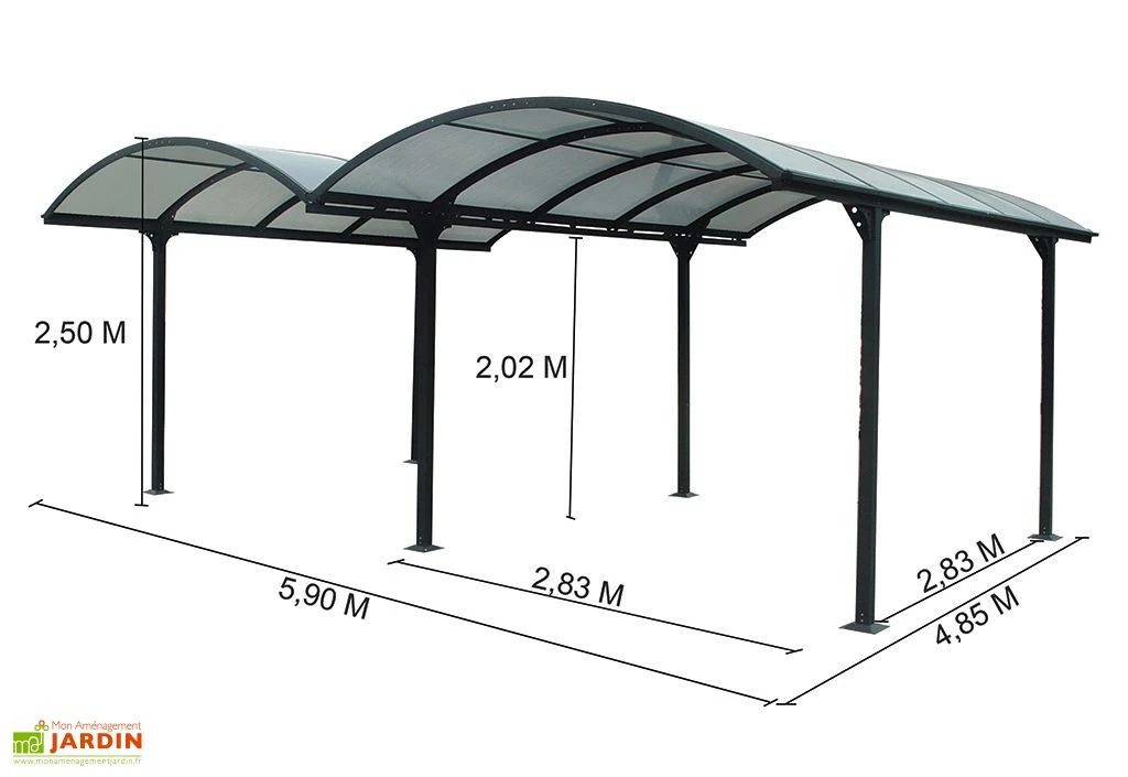 Carport Double Aluminium Et Polycarbonate 590 X 485 Cm – Image 4