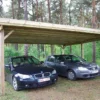 Carport Double En Bois D’Épicéa Traité Et Fibre De Verre 30 M²