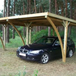 Carport Double En Bois D’Épicéa Traité Et Fibre De Verre Capri 30 M²