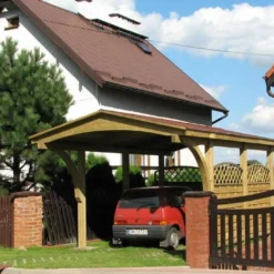 Carport En Épicéa Traité Et Lamellé Collé 361x606x299cm Nevada