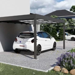 Carport Adossé En Aluminium Et Polycarbonate Libeccio 16 M²