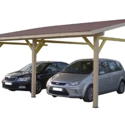 Carport Mural En Bois D’Épicéa Traité 22 M²