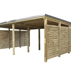 Carport En Bois Traité 2 Voitures 38 M² - Shelty 2