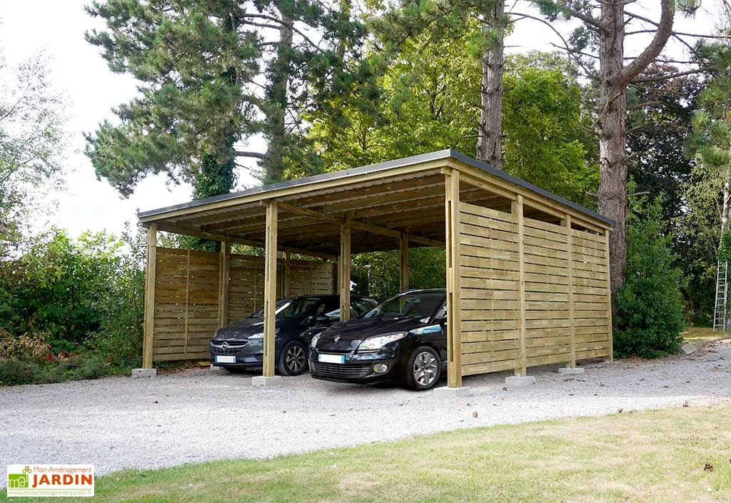 Carport En Bois Traité 2 Voitures 38 M² - Shelty 2 – Image 2