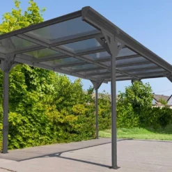 Carport Simple En Aluminium Et Polycarbonate Anthracite - 15,34 M²