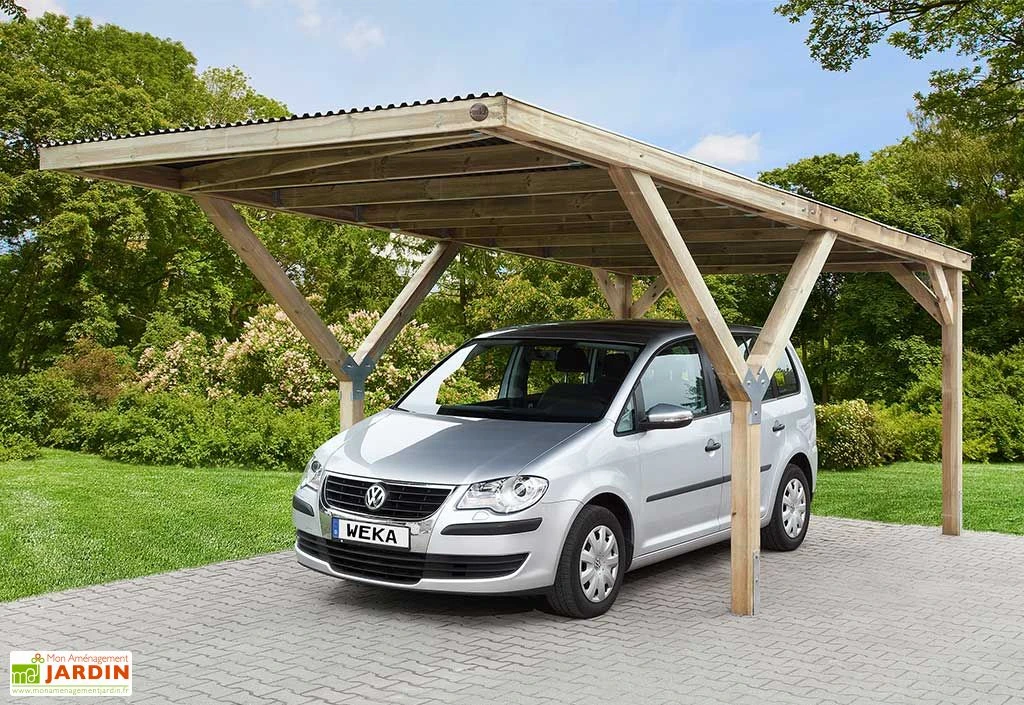 Carport Simple En Bois De Pin Traité Et PVC – 18,5 M²