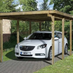 Carport Simple En Bois De Pin Traité Et PVC 606 T2 - 18 M²