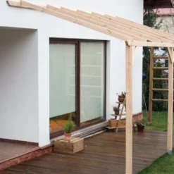 Carport Bois Adossable Autoclave Monopente 3x5m