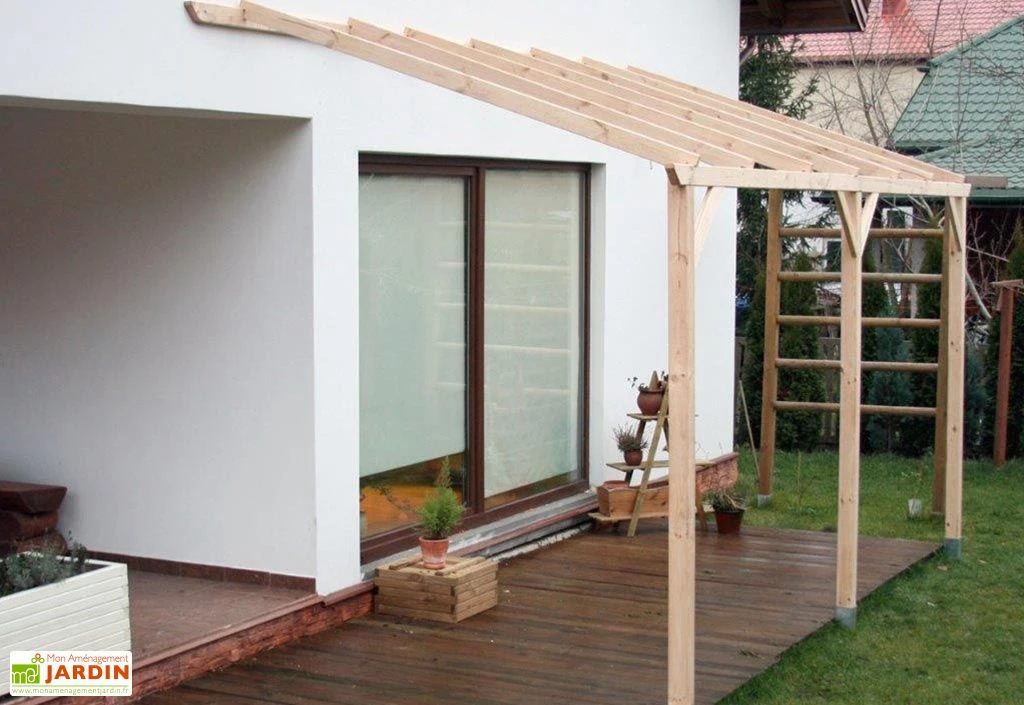 Carport Bois Adossable Autoclave Monopente 3x5m