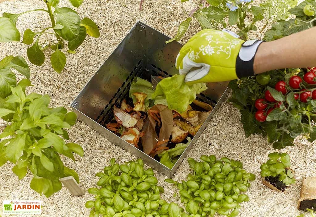 Carré Potager En Bois Avec Composteur Keyhole Garden 120 X 115 Cm – Image 4