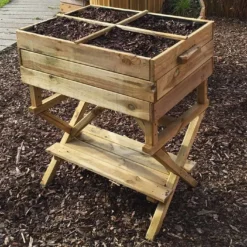 Solid Carré Potager En Bois Autoclave Sur Pieds Réglable 80 X 60 Cm