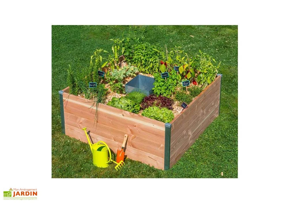 Carré Potager En Bois Avec Composteur Keyhole Garden 120 X 115 Cm – Image 2