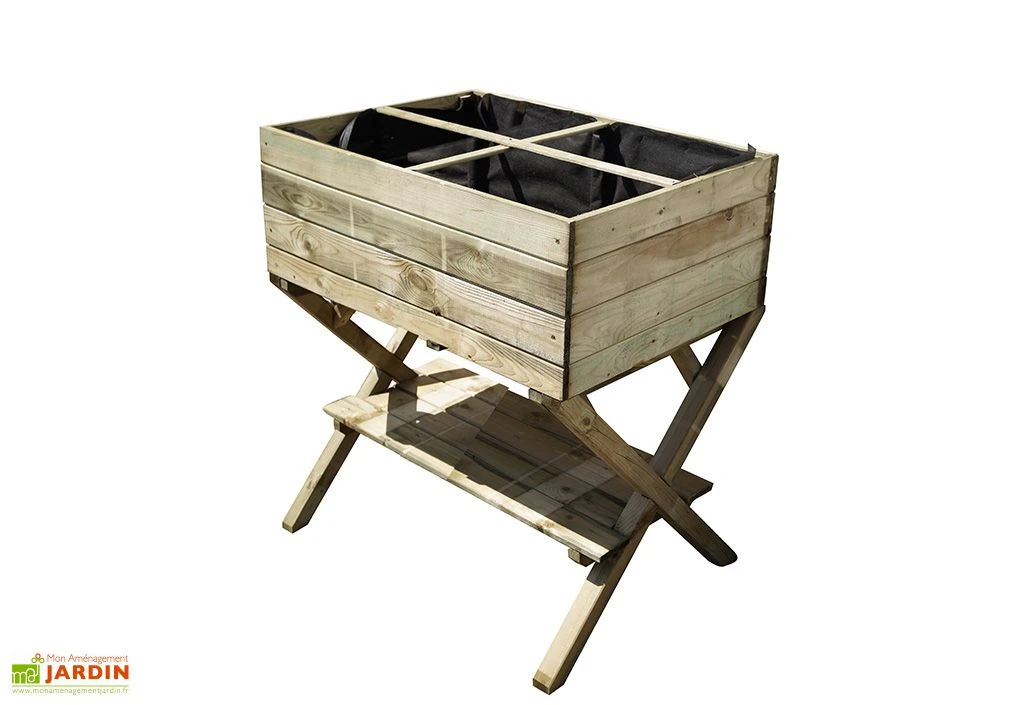 Carré Potager Sur Pieds En Bois Traité Mara – 120 Litres