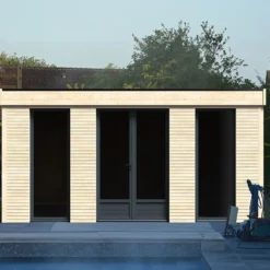 Chalet En Bois Habitable Isolé 90 Mm Double Vitrage Toit Plat 15 M²