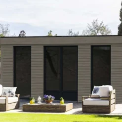 Chalet En Bois Habitable Isolé 90 Mm Double Vitrage Toit Plat 23,04 M²