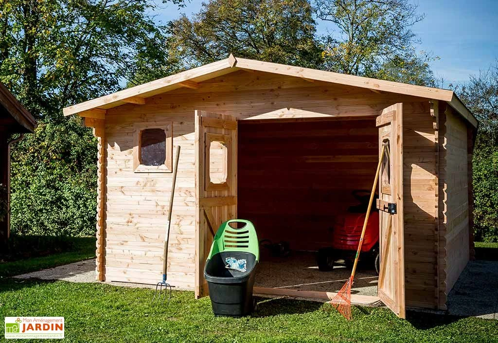 Abri De Jardin En Bois Douglas 28 Mm – 14,85 M² : 4,22 X 3,52 M