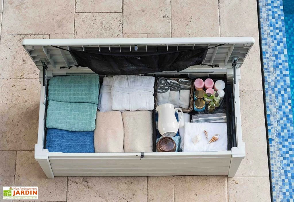 Coffre De Jardin Et Piscine Keter Blanc En Résine – Pool Box 455 L – Image 5