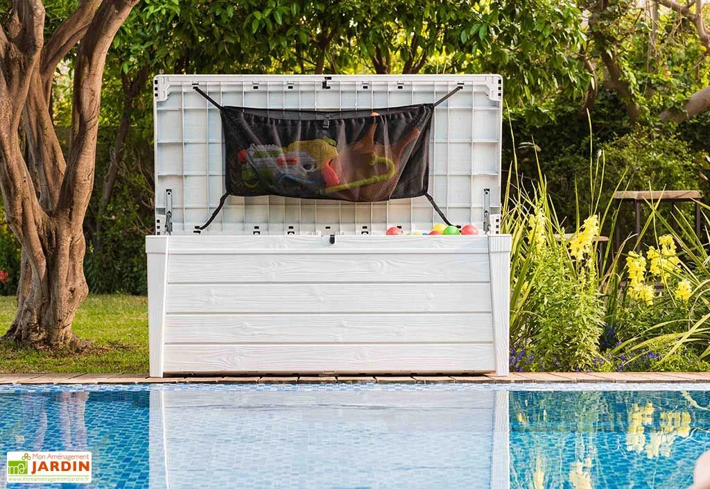 Coffre De Jardin Et Piscine Keter Blanc En Résine – Pool Box 455 L – Image 2