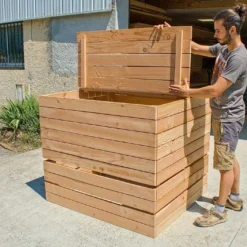 Composteur En Bois Douglas 1800 L – 145 X 125 X 105 Cm