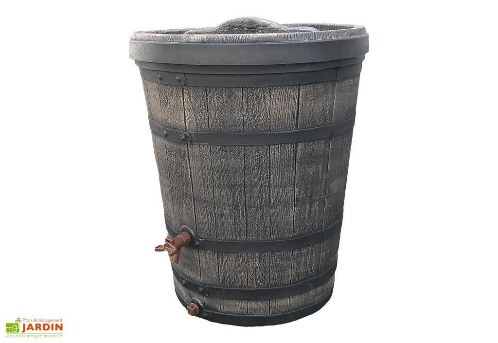 Roto Cuve De Récupération D’Eau De Pluie 130 L Tonneau Imitation Bois – Image 3