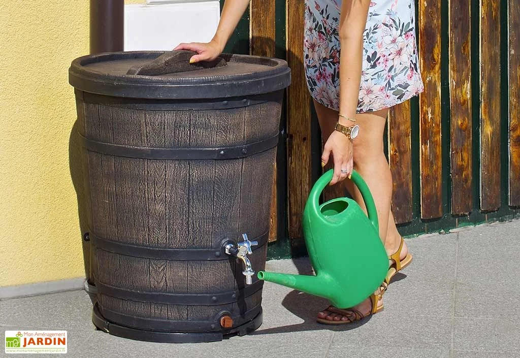 Roto Cuve De Récupération D’Eau De Pluie 130 L Tonneau Imitation Bois