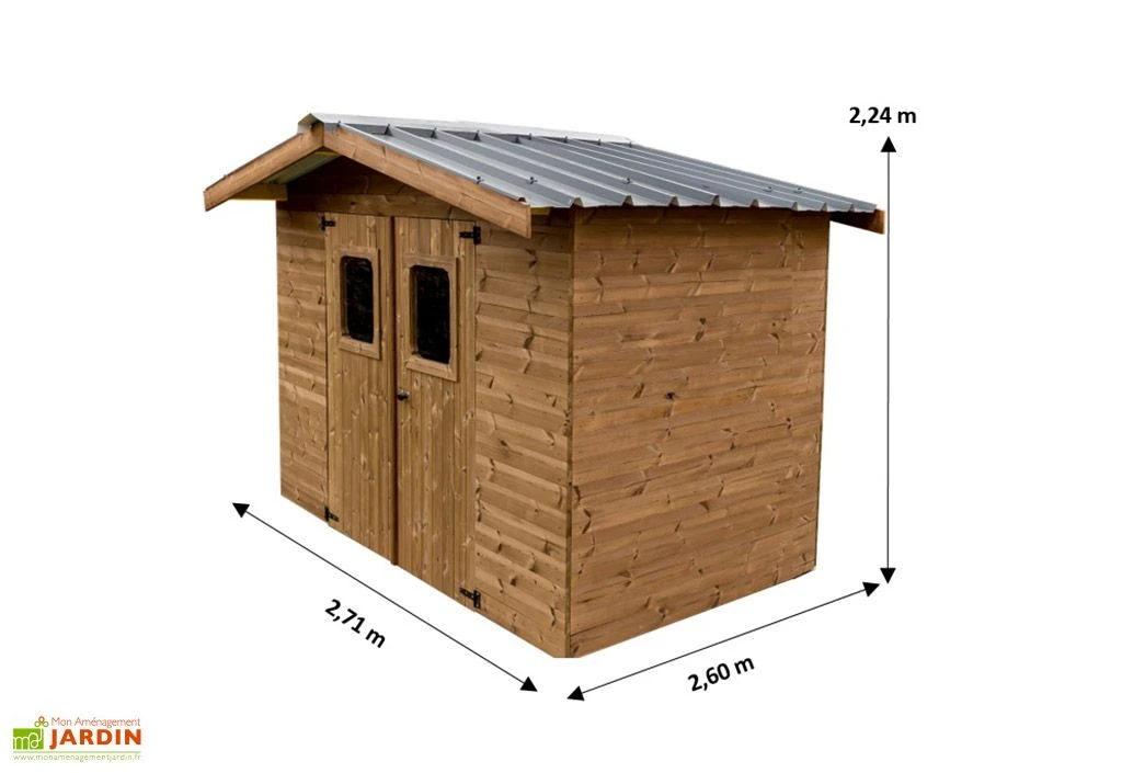 Abri De Jardin En Bois D’épicéa Traité Toit Bac Acier Therma – 4,72 M² – Image 2