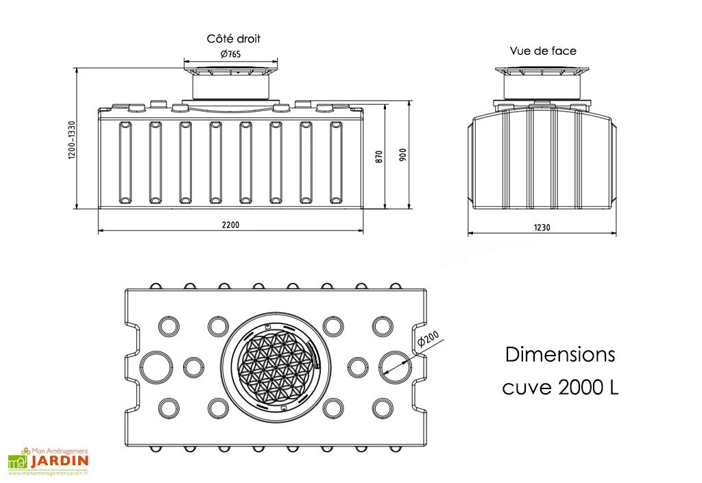 Cuve De Récupération D’eau De Pluie Enterrée – 2000 L Plate – Image 3
