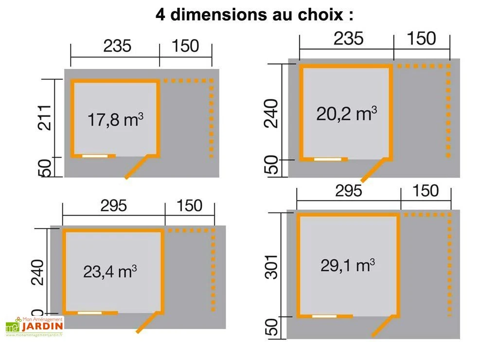 Abri De Jardin Bois Schongau (235+150x211cm) 28mm – Image 3