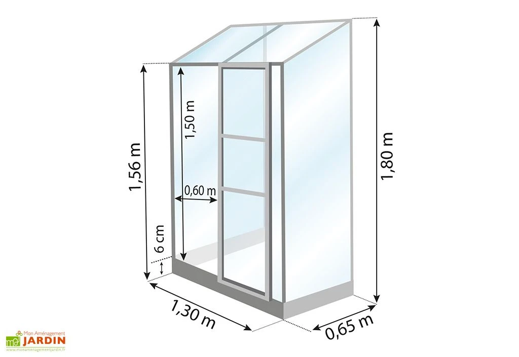 Serre De Jardin Adossée En Verre Lams 0,9 M² - Melissa Alu Naturel – Image 4