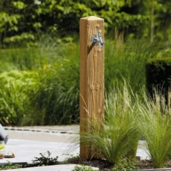 Garantia Fontaine De Jardin En Polyéthylène 100 Cm Wood Imitation Bois