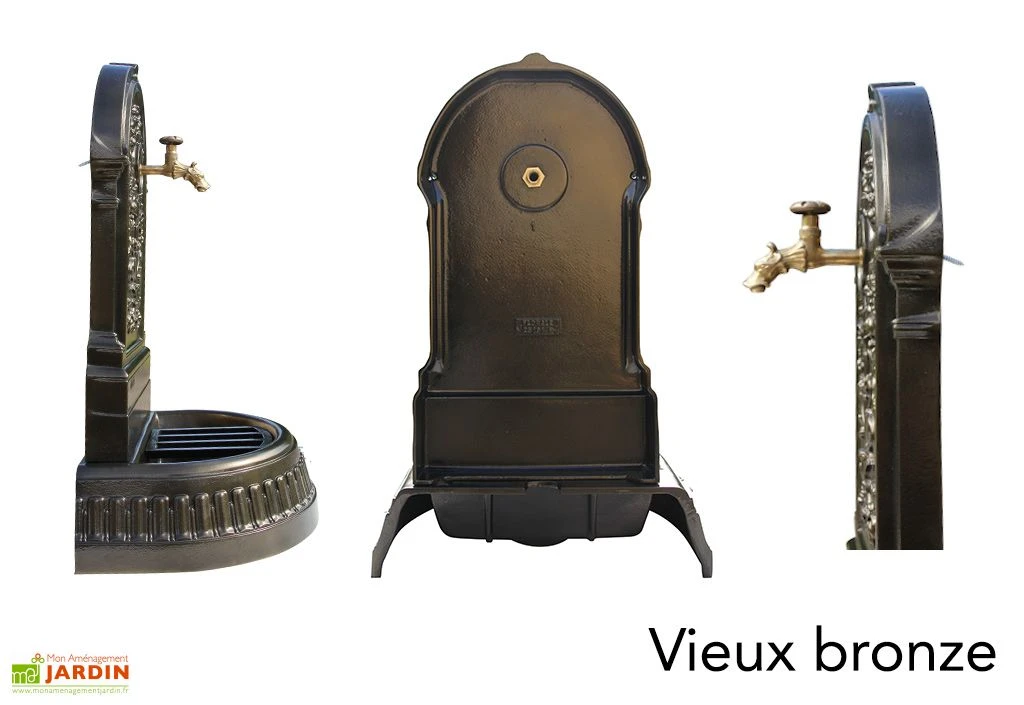 Fontaine De Jardin Murale En Fonte Floraison + Robinet Colvert – Image 2