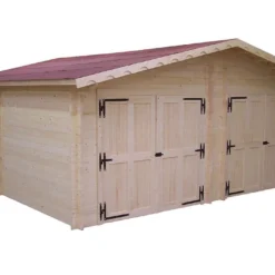 Garage Double En Sapin Massif 42 Mm 620x620x308cm