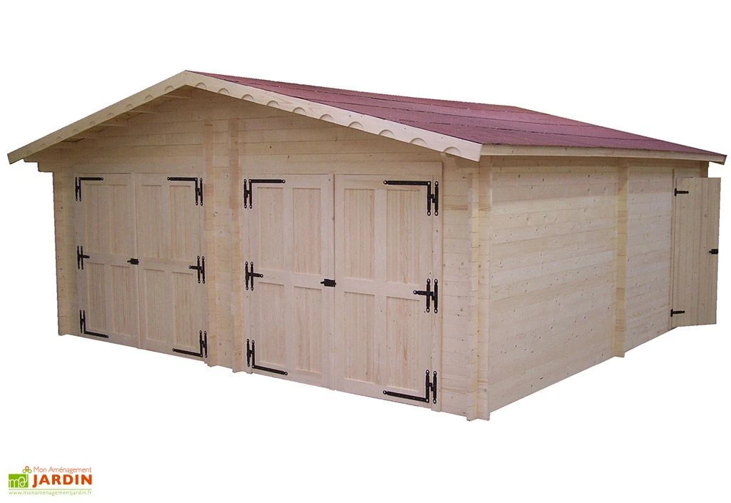 Garage Double En Sapin Massif 60 Mm 620x620x308cm