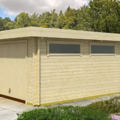 Garage En Bois D’Épicéa Brut Porte Basculante Canberra 18 M²