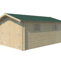 Garage En Bois D’Épicéa Double Porte 16 M²