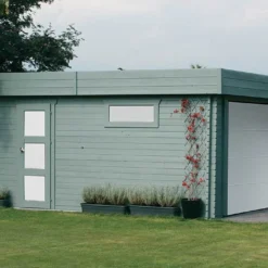 Solid Garage Bois Moderne 40 Mm (358x538cm) + Porte Motorisée