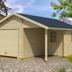 Garage En Bois D’épicéa Brut + Remise Nevis - 27,5 M²