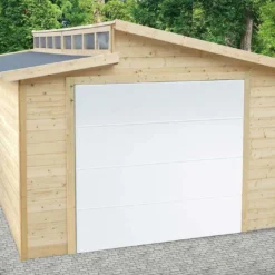 Solid Garage En Bois De Pin Brut Avec Porte Motorisée - Torino 20,9 M²