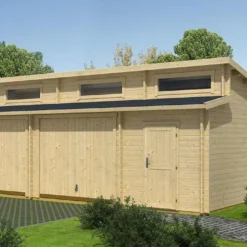Garage En Bois D’épicéa Brut Avec Abri 40,5 M² - Hawaii
