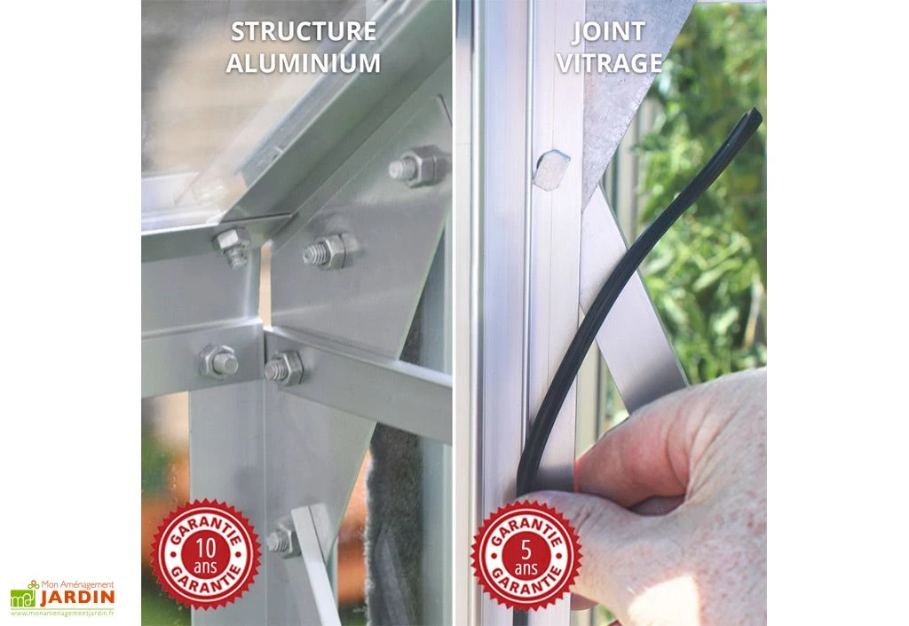 Serre De Jardin Adossée En Verre Lams 0,9 M² - Melissa Alu Naturel – Image 5