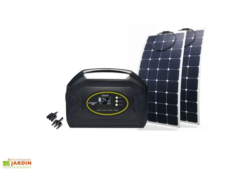 Batterie Nomade Solaire Izywatt 1000 + 2 Panneaux Souples 120 W