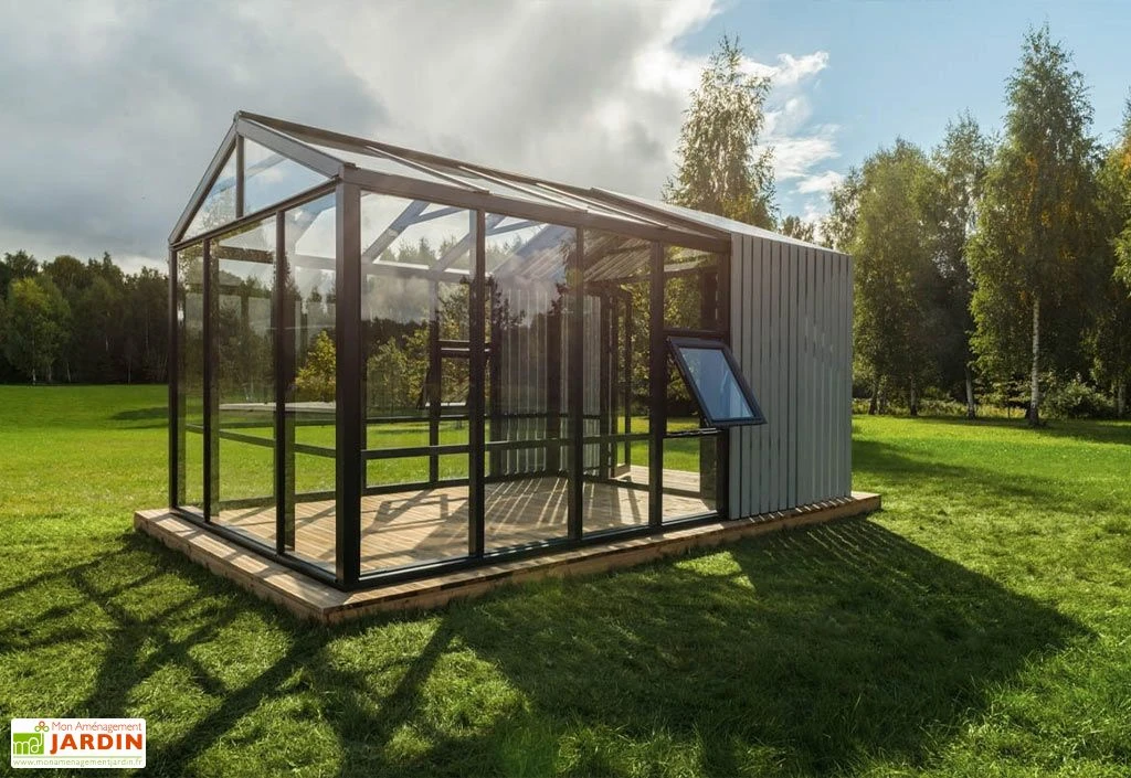 Serre De Jardin En Bois Et Verre Trempé Avec Panneaux Occultants – Mimosas – Image 2
